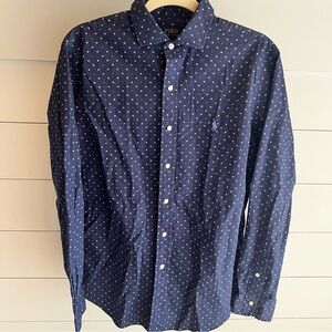 Ralph Lauren Polo Men's Navy Blue Square Dot Button Down Shirt Size Medium